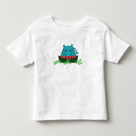 Nijlpaard eet watermeloen kinder shirts (Voorkant)
