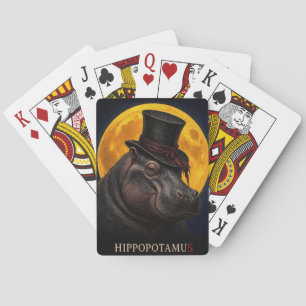 Nijlpaard Hoge Hoed Gothische Surrealistiek Pokerkaarten