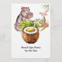 Nijlpaard in Bikini Manicure Kustschoonheid strand Kaart