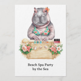 Nijlpaard in Bikini Manicure Kustschoonheid strand Kaart