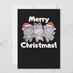 Nijlpaard Kerst Dieren Cute Nijlpaarden Prettig Feestdagenkaart