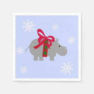 Nijlpaard Kerstfeest Papieren Servetten