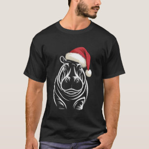 Nijlpaard Kerstmis Kerstman Hoed Pyjama Grappig Ni T-shirt