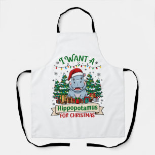 Nijlpaard Kerstmis Nijlpaard Kerstman Hoed Bomen C Schort