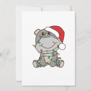 Nijlpaard Kerstmis Winter Dieren Nijlpaarden Feestdagenkaart