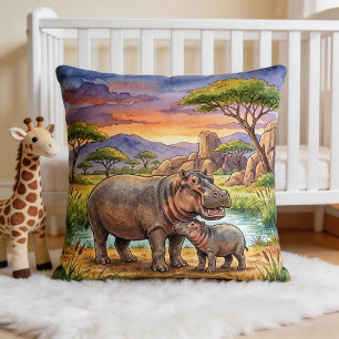 Nijlpaard mama en kalf safari dieren kussen