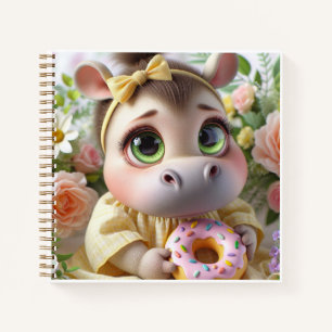 Nijlpaard met een Donut, door Natasha Us   Notitieboek