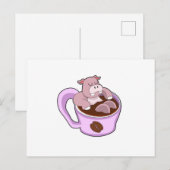 Nijlpaard met kopje koffie briefkaart (Voorkant / Achterkant)