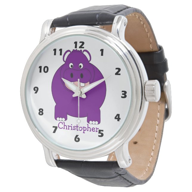 Nijlpaard ontwerp gepersonaliseerd horloge (Gekanteld)