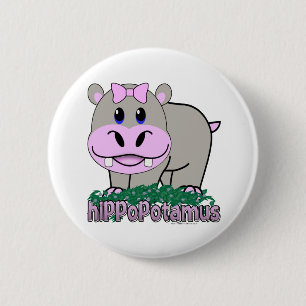 Nijlpaard Ronde Button 5,7 Cm