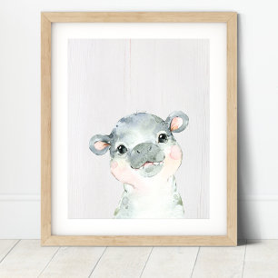 Nijlpaard Safari-kinderkamer Kunstprint Poster