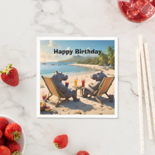 Nijlpaard Uur: Cocktails en Plezier op het Strand, Servet