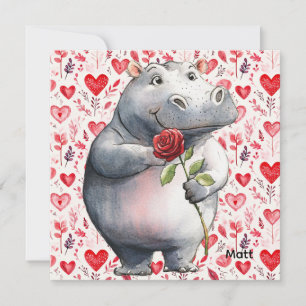 Nijlpaard Valentijnsdag met veel harten Feestdagenkaart