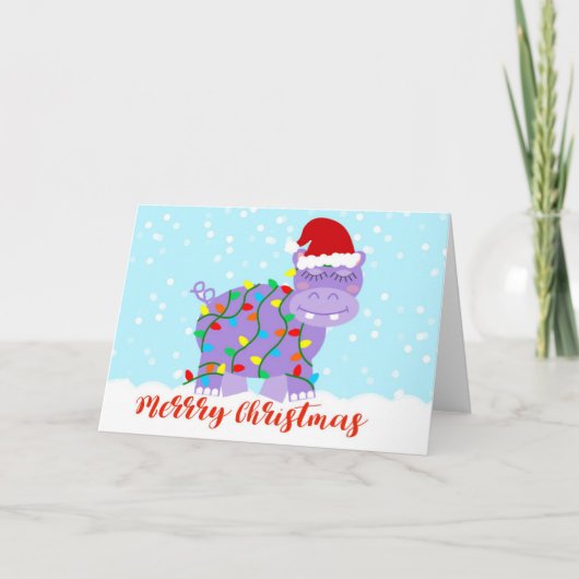 Nijlpaard Voor Kerstkaart Kaart (Voorkant)