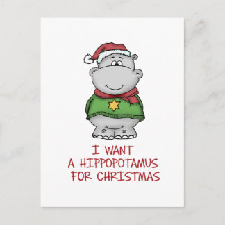 Nijlpaard voor Kerstmis - Leuk Ontwerp Hippo Feestdagenkaart