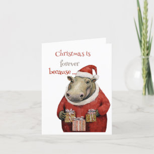 Nijlpaard Vouw Kerstkaart Feestdagen Kaart