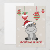 Nijlpaard Vrolijk Kerstfeest Winter Dieren Nijlpaa Feestdagenkaart (Voorkant / Achterkant)