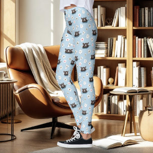 Nijlpaard Witte Lotus Blauwe Leggings
