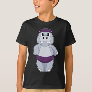 Nijlpaard Zwemmen Zwemcap T-shirt