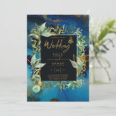 NIKAH - Blauwe Gouden Islamitische Trouwkaarten Kaart (Staand voorkant)