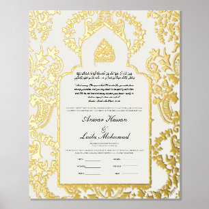 Nikah-certificaat Nikkah Nama Islamitisch Huwelijk Folie Afdrukken