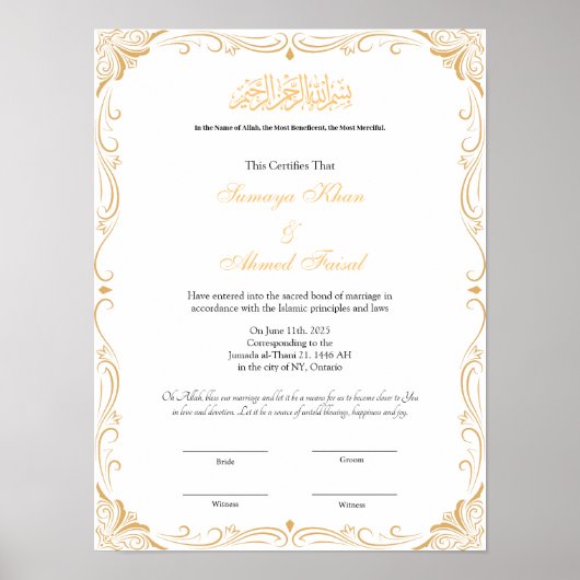 Nikah contract poster (Voorkant)