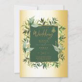 NIKAH - Emerald Green Gold ISLAMIC Wedding Invite Kaart (Voorkant)