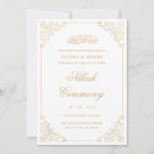 Nikah Faux Goud Islamitische Moslim Bruiloft Kaart (Voorkant)