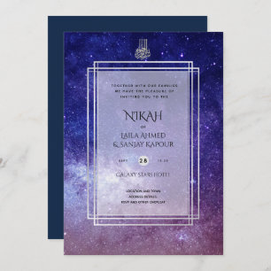 NIKAH Galaxy Wedding Invite Islamic Calligraphy Kaart