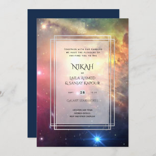 NIKAH Galaxy Wedding Invite Islamic Calligraphy Kaart