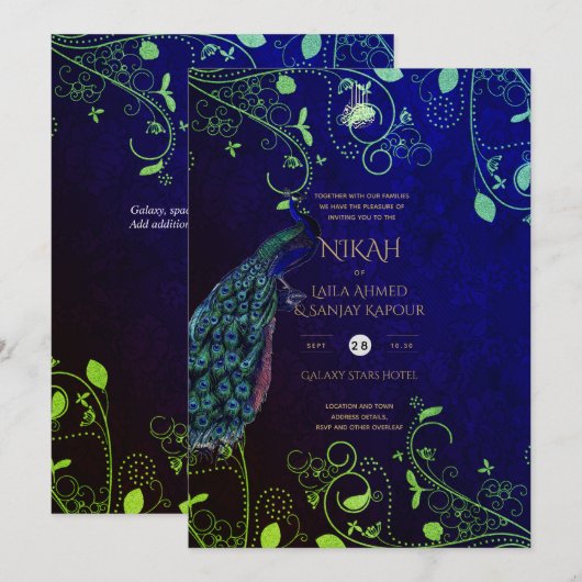 NIKAH Galaxy Wedding Invite Islamic Calligraphy Kaart (Voorkant / Achterkant)