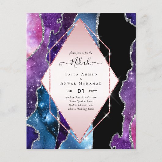 Nikah Huwelijksuitnodigingen  AGATE GOUD GLITTER B Flyer (Voorkant)