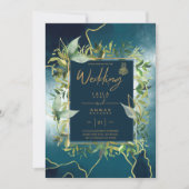 NIKAH - Invitations de mariage islamique d'or bleu (Devant)