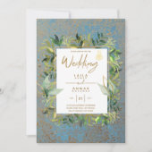 NIKAH - Invitations de mariage islamique d'or bleu (Devant)