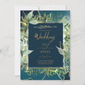 NIKAH - Invitations de mariage islamique d'or bleu (Devant)