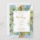 NIKAH - Invitations de mariage islamique d'or bleu (Devant)