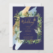 NIKAH - Invitations de mariage islamique d'or bleu (Devant)
