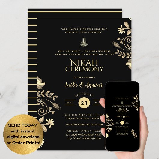 Nikah - Invitations modernes de mariage islamique