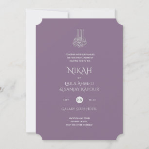 NIKAH -  Islamic Gold Blush Pink Wedding Inv Kaart