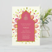 NIKAH - Modern Mandala Pink Gold Wedding Invite Kaart (Staand voorkant)