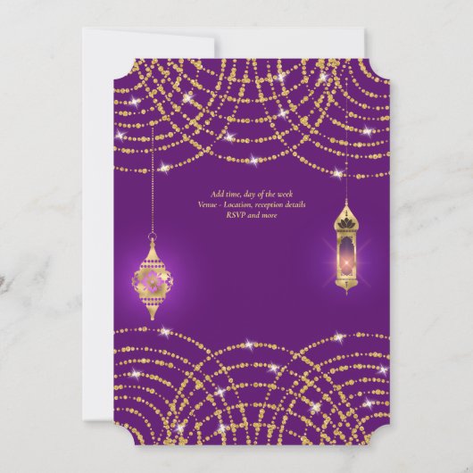 NIKAH - Mosquée ornée Faire-part de mariage violet (Dos)