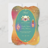 NIKAH - Mosquée Ornée Turquoise Gold Faire-part de (Devant)