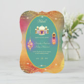 NIKAH - Mosquée Ornée Turquoise Gold Faire-part de (Debout devant)