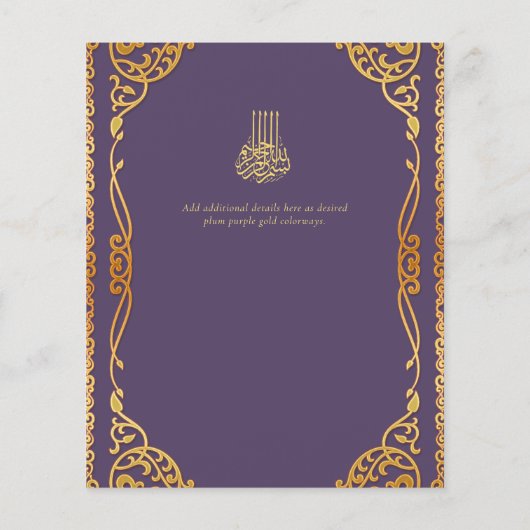 NIKAH Pruim Goud FOTO Trouw Uitnodiging (Achterkant)