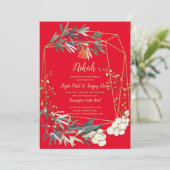 Nikah Red Gold Green Mariage islamique Invitation (Debout devant)