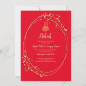 Nikah Red Gold Islam Motif Mariage Invitation (Devant)