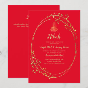 Nikah Red Gold Islam Motif Mariage Invitation