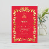 Nikah Red Gold Islam Motif Mariage Invitation (Debout devant)