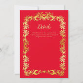 Nikah Red Gold Islamic Motif Wedding Invite Kaart (Achterkant)
