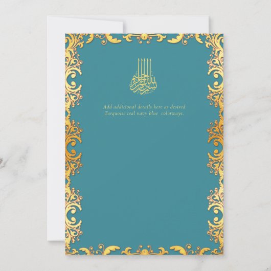 NIKAH Turquoise Gold PHOTO Faire-part de mariage i (Dos)
